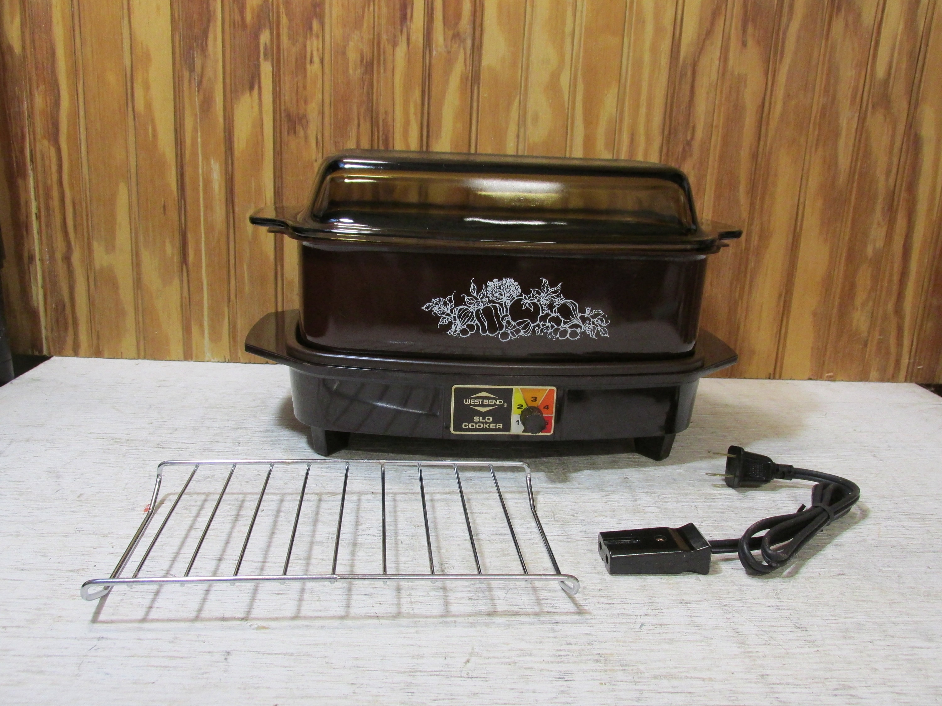 Vintage West Bend 4 Quart Rectangular 5 Setting Slow Cooker With