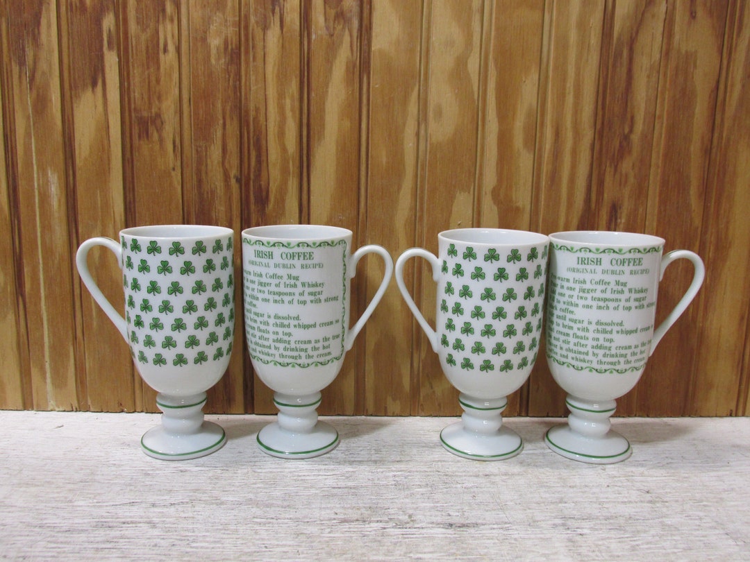 Vintage Set of 4 Ceramic Irish Coffee Mugs With Recipe and Etsy