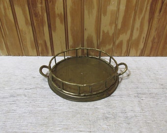 Vintage Small Brass Faux Bamboo Serving Tray- Vanity- Perfume- Hollywood Regency- Mid Century- Chinoiserie- with Handles