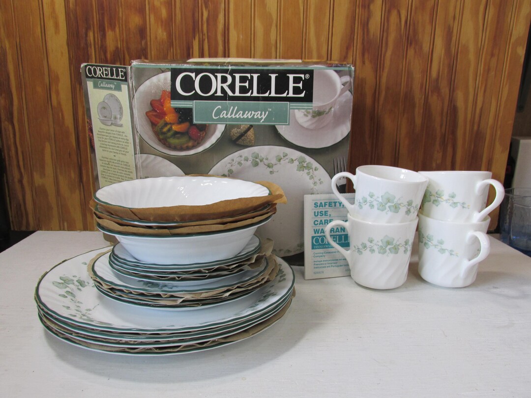 Corelle Box NEW- Vintage Corelle 20 Piece Callaway Dinnerware Dishes- Impressions ...