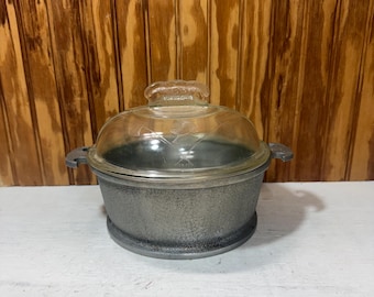 Vintage Guardian Service Ware Cast Aluminum 2 Quart Pot with Dome Glass Lid Roaster Dutch Oven
