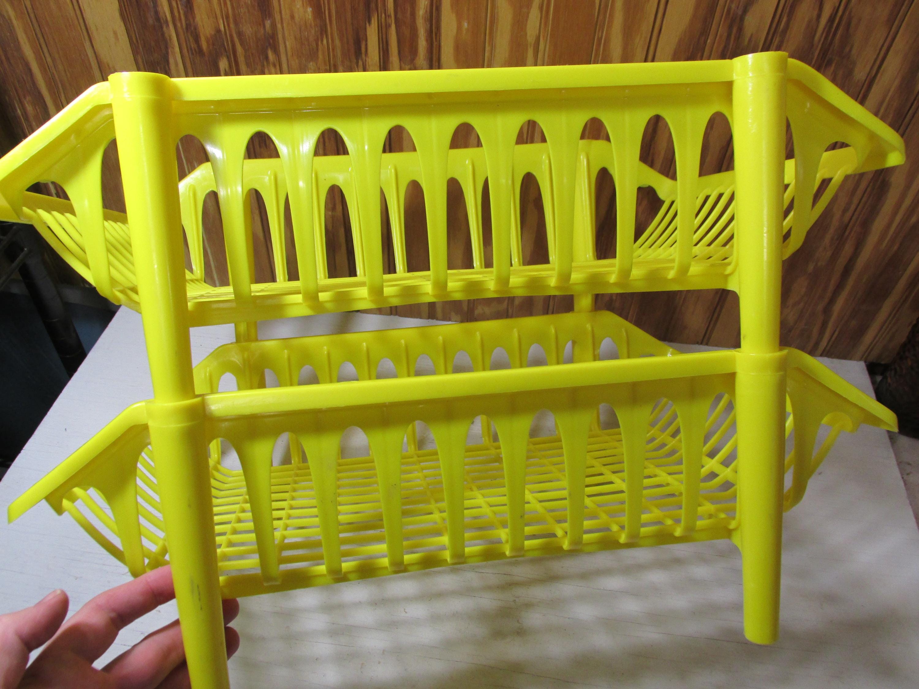 Vintage Yellow Plastic Two Tier Stacking Storage Baskets Bins- Kids ...
