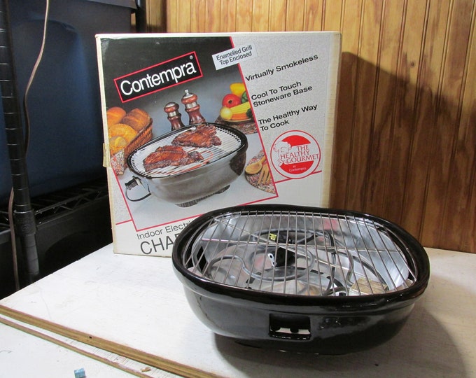 Vintage Contempra Indoor Electric Charbque Stoneware Base in Original