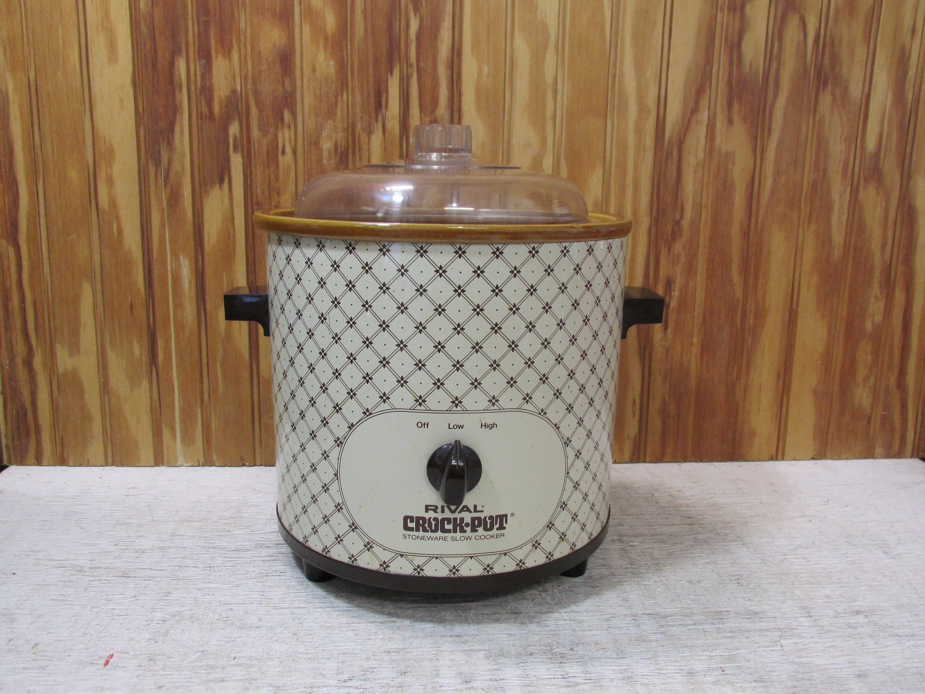 Vintage Rival 3 1/2 Quart Slow Cooker Crock Pot Almond/brown Model 3100 P Stoneware  Slow Cooker 