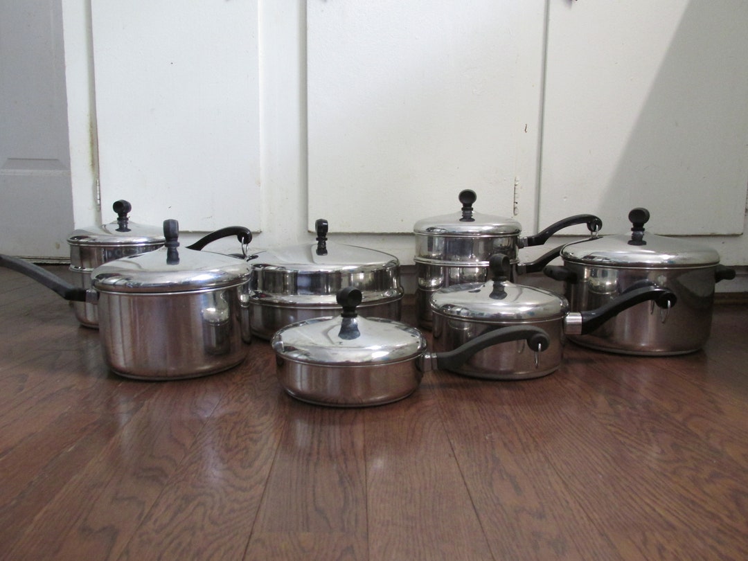 Vintage Set of Farberware Pots With Lids Aluminum Clad Etsy