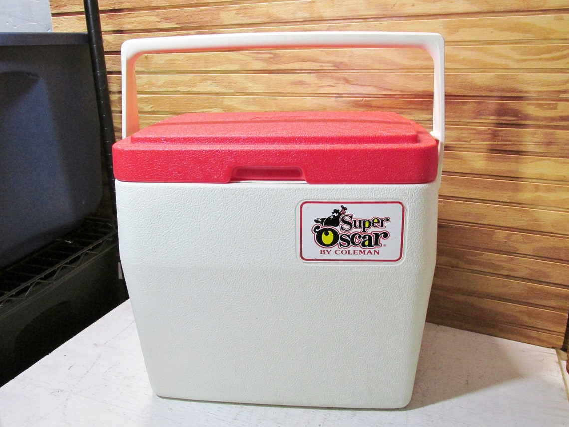 Vintage Coleman 'Super Oscar' Red and White Cooler Etsy