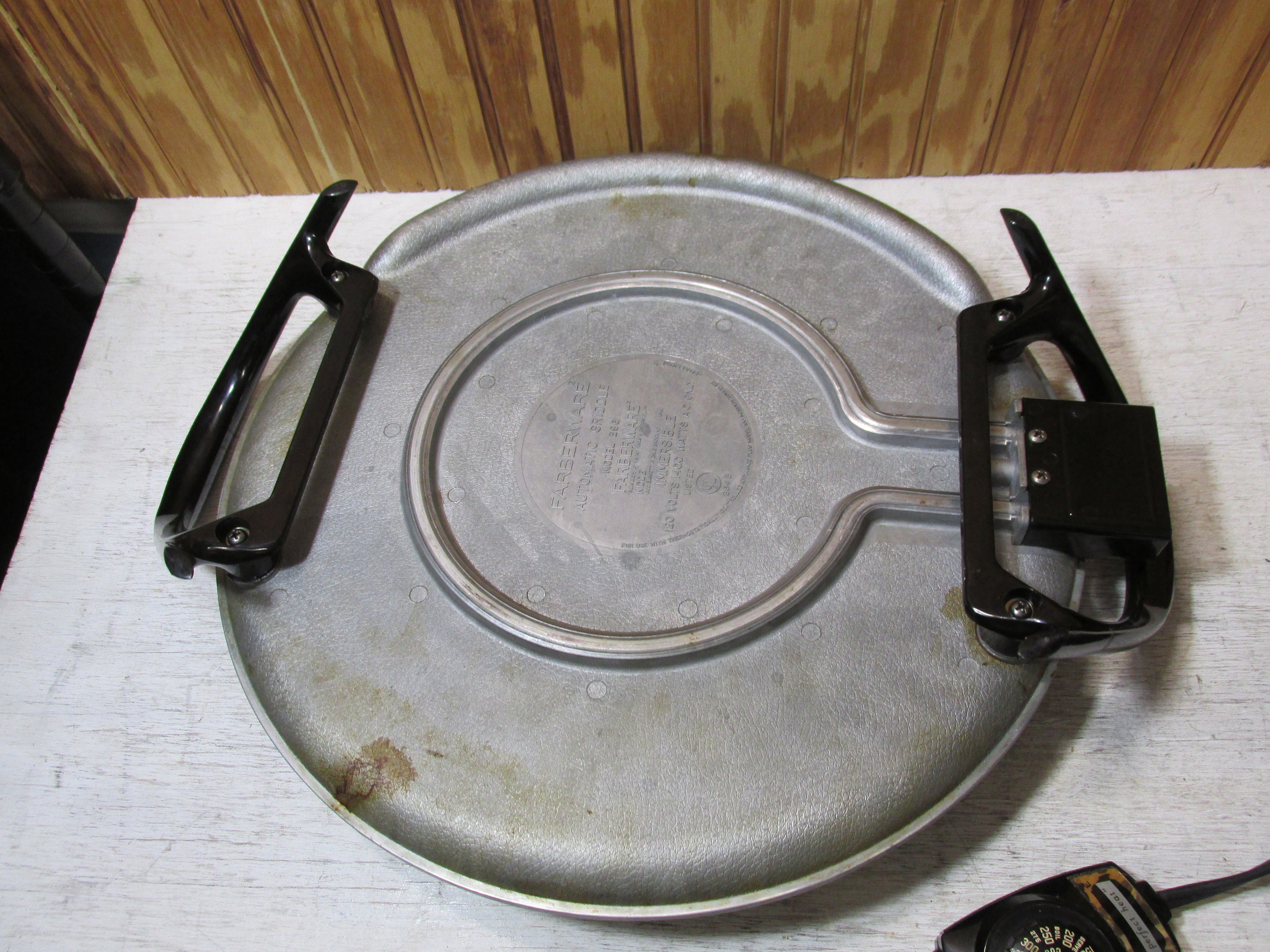 Vintage Farberware Large Round Electric Griddle Orange Automatic