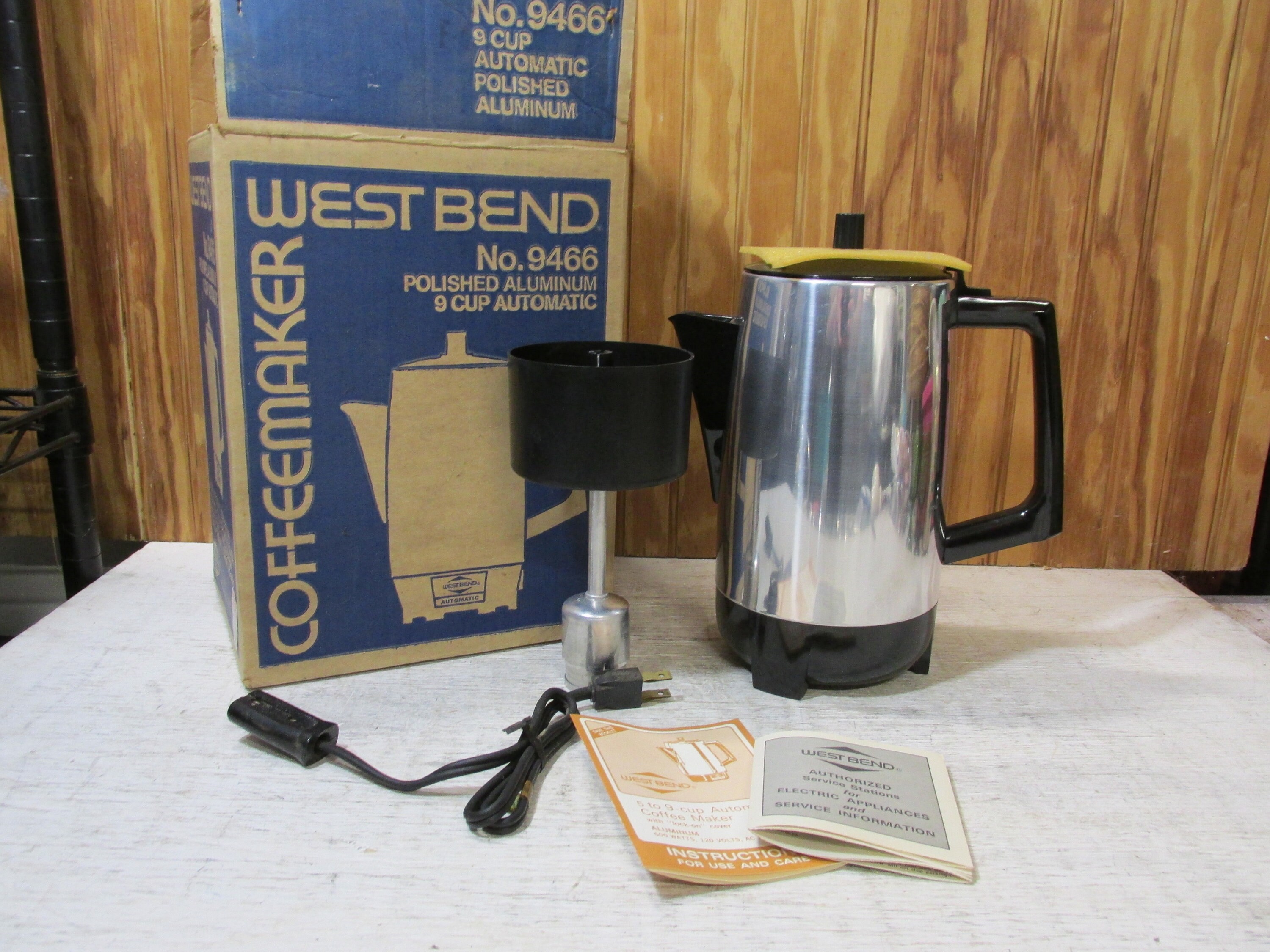 Vtg West Bend Flav-O-Matic 3280E Aluminum 8 Cup Electric Percolator  Coffeepot