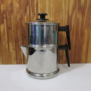 Vintage Stainless Steel Lifetime T304 Stove Top Coffee Percolator