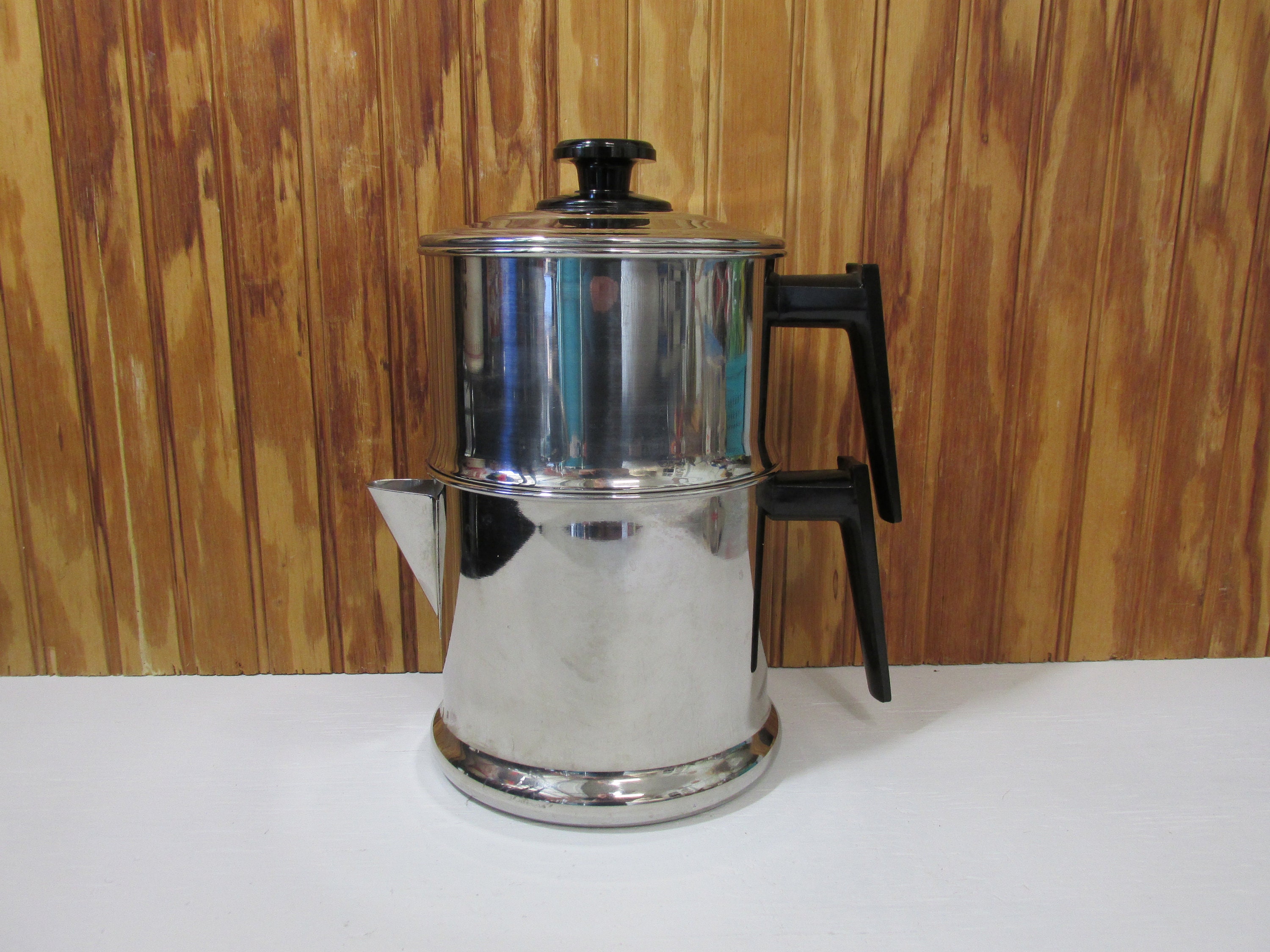 Vintage Stainless Steel Lifetime T304 Stove Top Coffee Percolator