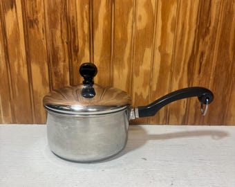 Vintage 1 Quart Farberware Stainless Steel- Aluminum Clad Pot With Lid
