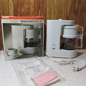 Vintage Krups 4 Cup Brewmaster Jr. 20 Oz. Electric Coffee Maker White in  Original Box 
