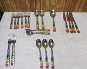 Fiesta Ware Celebration Rainbow Handle Silverware Set