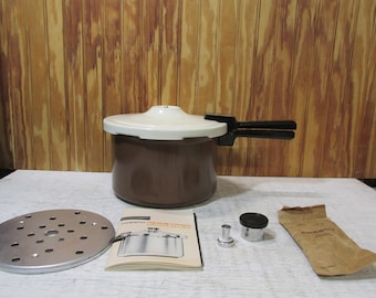 Vintage Brown and Tan Presto Aluminum Pressure Cooker Model 3579A