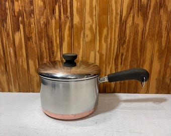 Vintage 1801 Revere Ware Pot 3 quart with Lid Copper Bottom