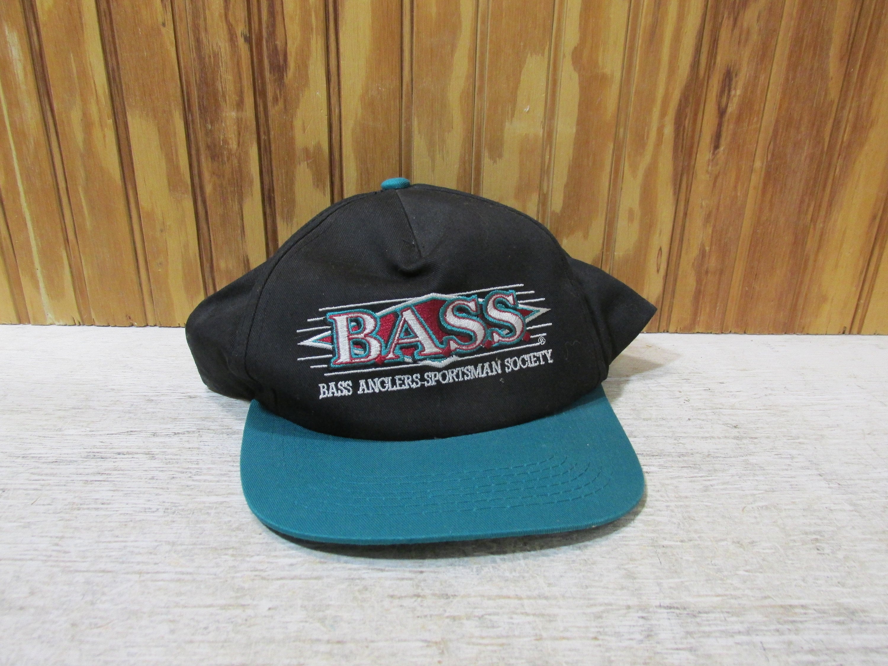 Vintage Bass Anglers Sportsman Society Black and Teal Vintage Bass Anglers Sportsman Society Black and Teal