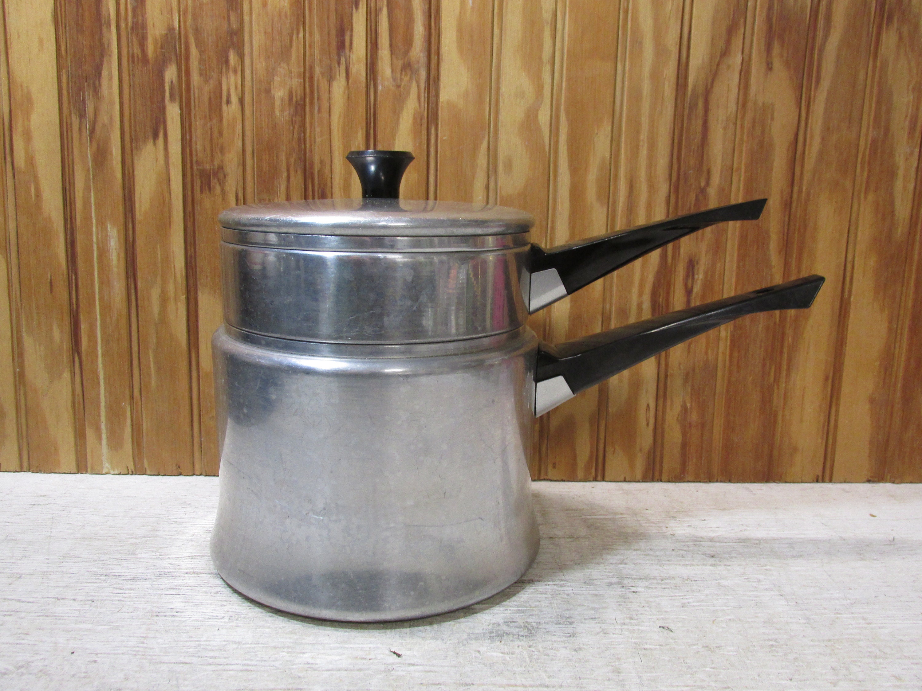 Vintage COMET Double Boiler Pot with Lid THE POPULAR ALUMINUM Made in USA