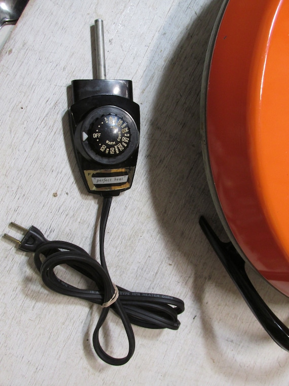 Vintage Farberware Large Round Electric Griddle Orange Automatic