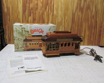 Vintage 1987 TeleMania Wooden San Francisco Cable Car Telephone- In Original Box