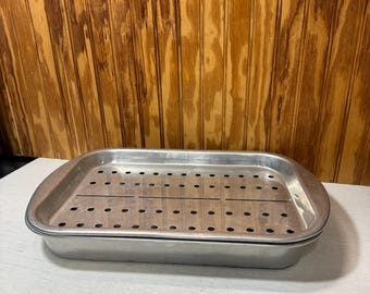Vintage Mirro Rectangular Aluminum Roasting Pan with Rack M-5479
