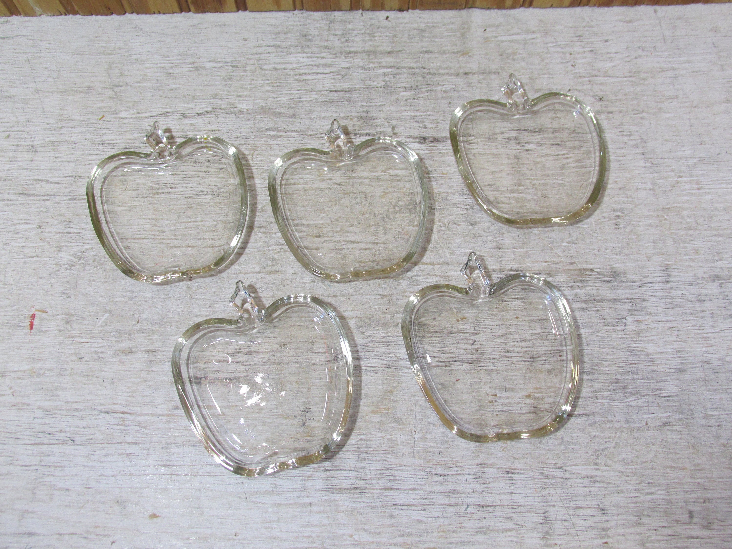 Set of 6 Vintage Apple Coasters - Round and Wooden With Red