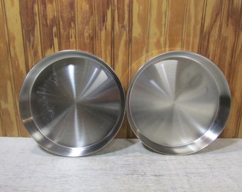 Vintage Set of 2 Stainless Steel Round 9 Inch Cake Pans- Made In USA- Heavy Duty