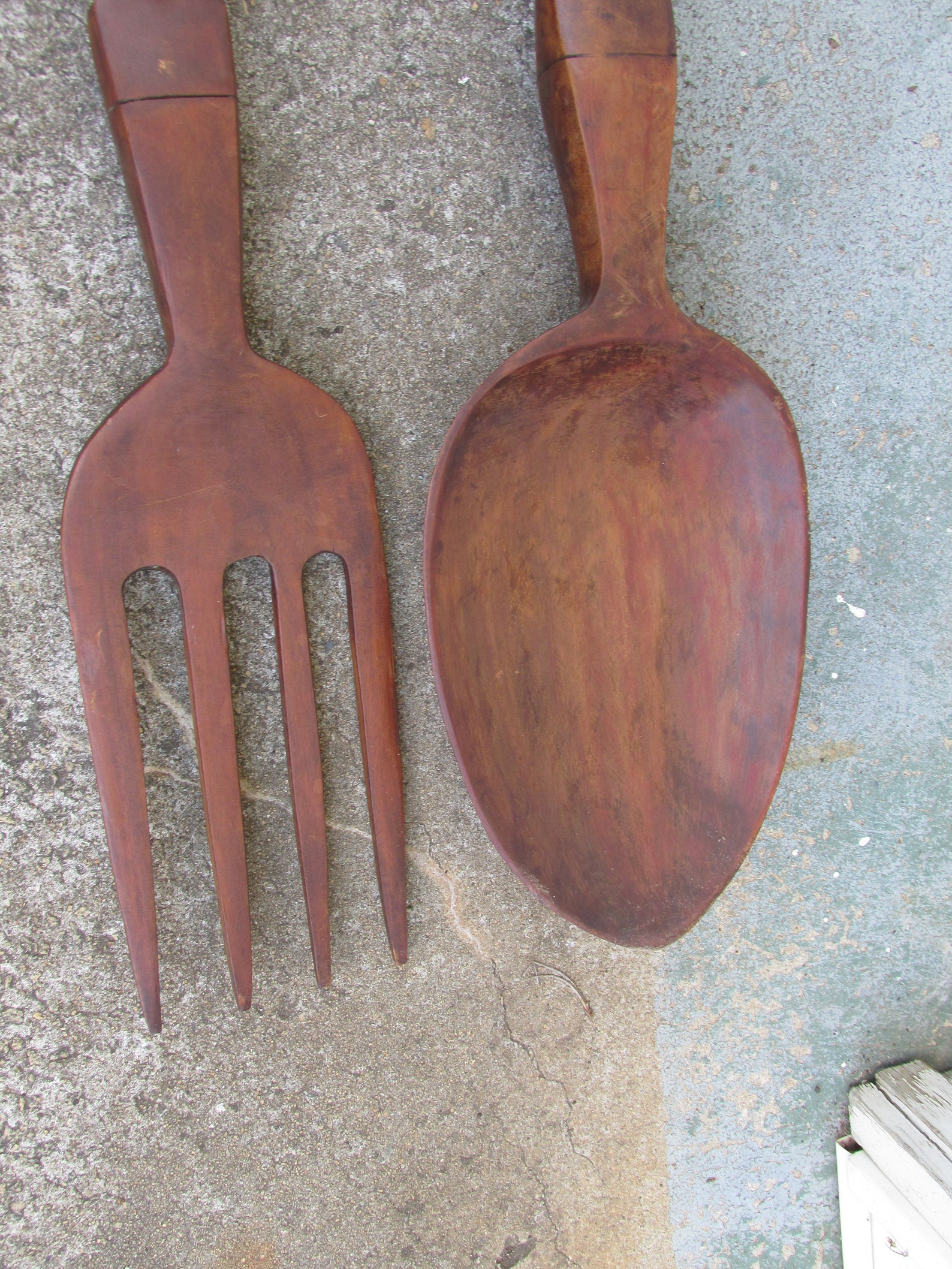 Vintage Extra Large Wooden Fork and Spoon Wall Art Hanging Etsy