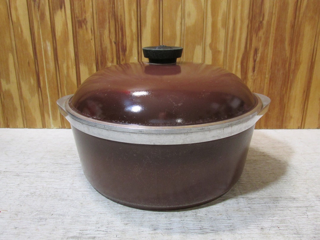 Vintage Brown Club Aluminum Dutch Oven/roasting Pan With Lid Etsy