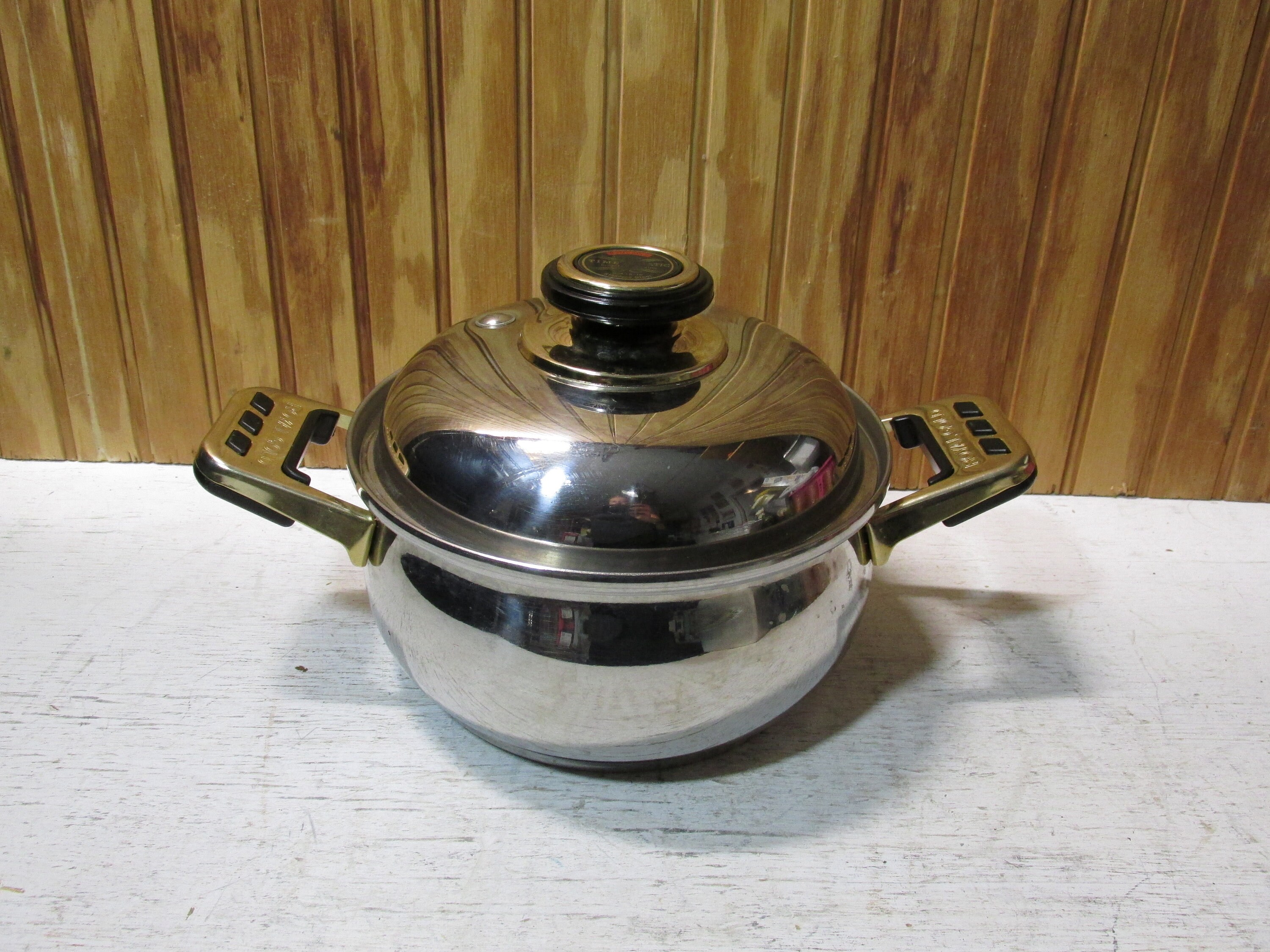 Rare Presto Pride Bakelite Handle Copper Bottom Retro Engraved Lidded  Cookware Set 1950s 