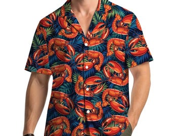 Lobster Hawaiian Shirt Tropical Beach Summer Vacation Aloha Outfit Gift