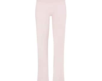 Pantalón de punto de algodón con dobladillo, color rosa pálido, talla grande.