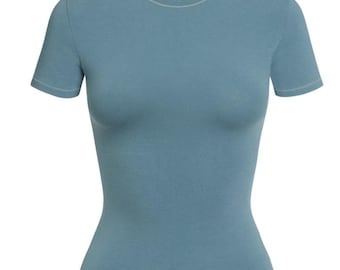 Camiseta de malha de algodão AP-TSH-0638 Cianita XS