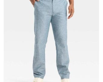 Pantalones ajustados para hombre, color azul, talla 32x30