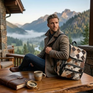 Patchwork-Rindslederrucksack - mehrfarbiger Hair-On-Lederrucksack, westliche Reisetasche