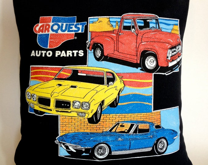 Vintage Carquest Upcycled Tshirt Pillow Slip Cover Cars & Etsy