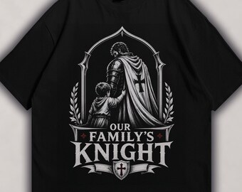 Unsere Familie Ritter Shirt, Mittelalterliches Vater Geschenk, Vatertags T-Shirt, Ritter Papa T-Shirt, Familien Beschützer Shirt, Dark Fantasy Graphic Tee