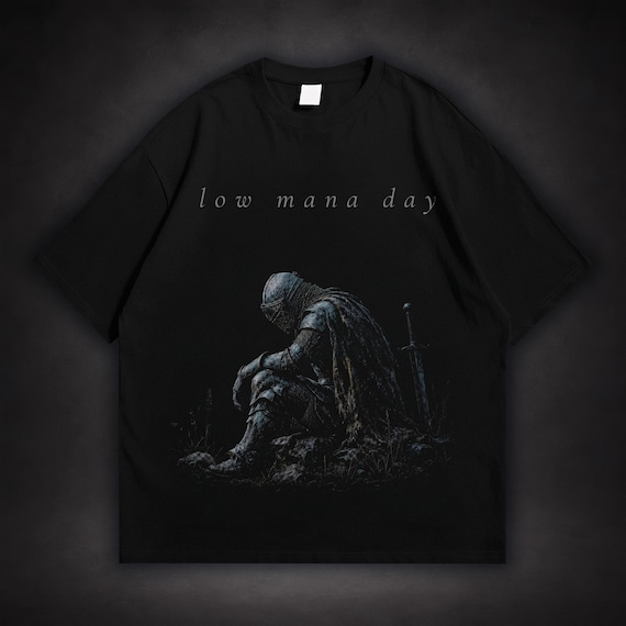 Low Mana Day Shirt, Tired Knight T-Shirt, Gothic Medieval Fantasy Tee, Low Energy Gamer Shirt, Dark Fantasy RPG Gift, Burnout Mood Shirt
