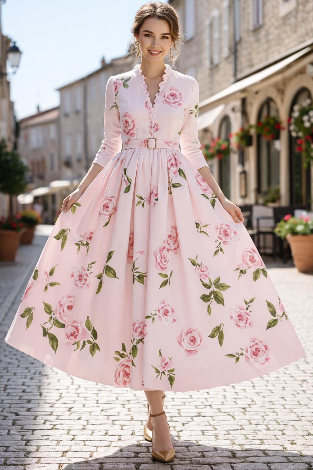 Tea Length Floral Party Dress - Etsy