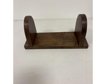 Vintage Antique Primitive Handcrafted Wooden Tabletop Book Shelf Rest Trough