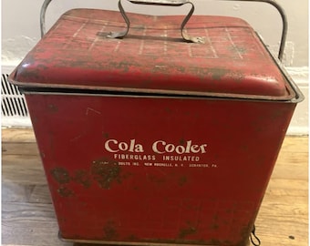 Vintage 1950's Cola Cooler Metal Cooler With Side Bottle Opener