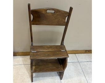 Vintage opklapbare bibliotheektrapstoel, zeldzaam