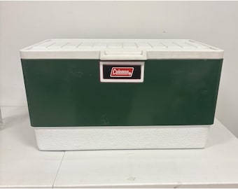 Vintage 1970s Coleman Cooler Green White Ice Chest