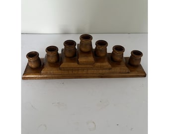 Candelabro/Menorá dobrável de madeira vintage MCM para 7 velas