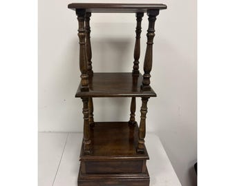 Antiker Mahagoni Holz Beistelltisch Zwei Tier Regal mit Schublade