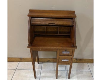 Vintage Steinfeld Wooden Roll-Top Desk Child Size