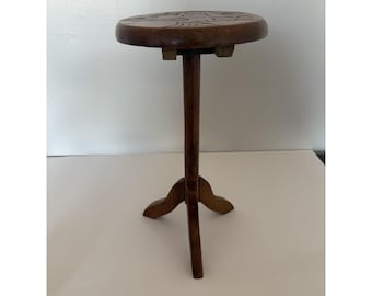 VTG 14" Small Inlay Native American Handcarved Thunderbird  Pedestal Plant Stand