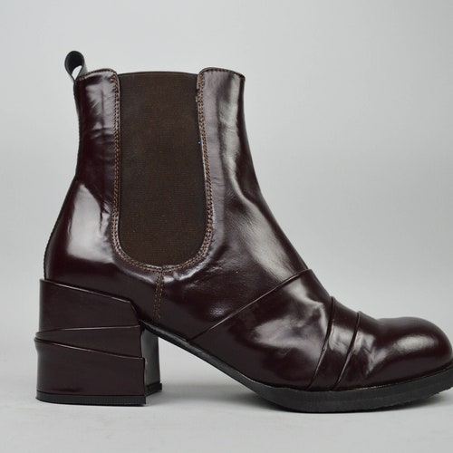 90s Shellys Brown Leather Chelsea Boots 