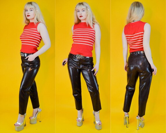pvc high waisted trousers