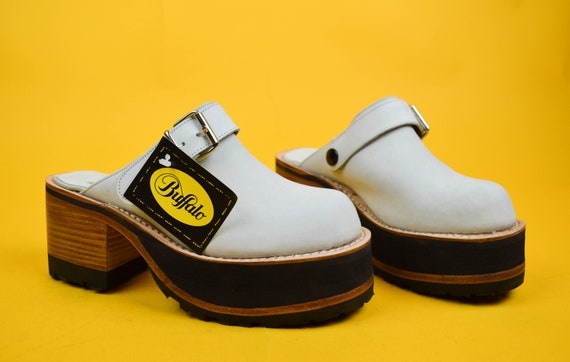 90s Y2k Buffalo Baby Blue Suede Platform Clogs Mul