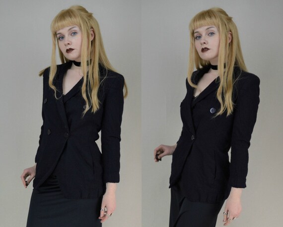 navy blue half blazer